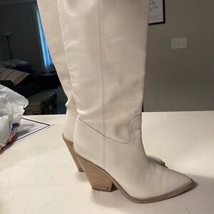 Sam Edelman Lindsey Ivory Leather Cowboy Boots